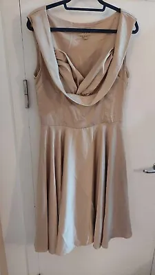 Lindy Bop Marilyn Monroe Gold 1950s Style Dress - Size UK 14 Excellent Condition • £10.50