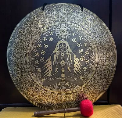 22  Yogi Carving Tibetan Handmade Gong-Deep Sound Vibration Gong-Yoga Meditation • $429