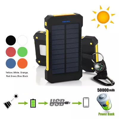 $20.99 • Buy 50000mah Solar Power Bank Portable External Battery Dual USB Phone Charger AU