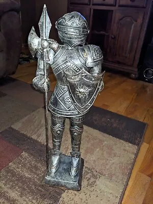 Vintage 23  Tin Metal Suit Of Armor Mid Evil Knight Statue • $69.99