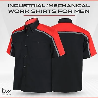 Men's Mechanical/industrial Work Shirt - Button-down & Reflective Safety Lining • $26.99