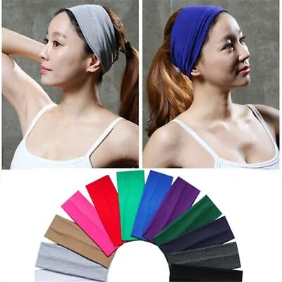 $8.97 • Buy Cotton Stretchy Headband 3 Inch Yoga Sport Softball Sweatband Elastic Turban 1Pc