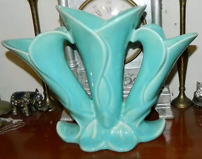 VINTAGE Art Noveau 1940s Casey Ware 123 Retro Powder Blue Vase • $49