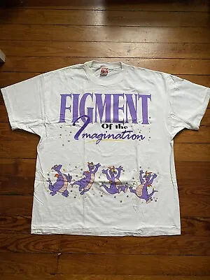 Vintage 90s Disney Figment Of The Imagination Dragon Epcot Shirt 2XL AOP Mickey • $195