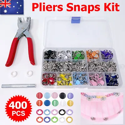 400xHome Snap Fasteners Sewing Buttons Metal Press Studs Tools Kit Plier Snap On • $14