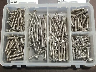 150 Pcs Ford #8 W/#6 Oval Head Stainless Trim Screws Assortment 5/8  To 1-1/4  • $39.99