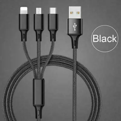 3 In 1 Universal Multi USB Cable Fast Charger Type C Lead For IOSSamsungHuawei • £5.99