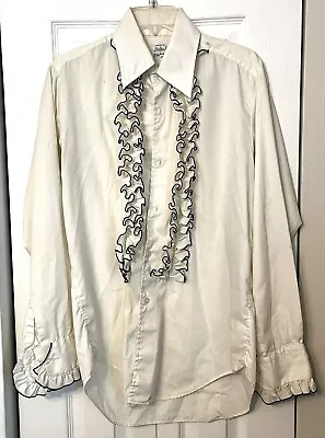 Vintage 60’s Delton Ruffled Long Sleeve Tuxedo Button Shirt Mens Sz 15 1/2 X 33 • $40