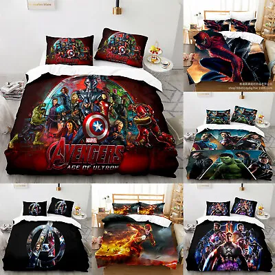 Avengers Bedding Set 3PCS Duvet/Comforter Cover & Pillowcases Quilt Cover Gift • $66.49