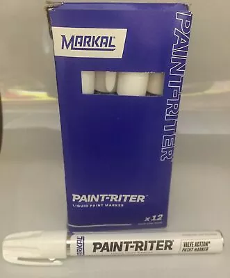 (12-Pk) Markall Valve Action Fine Point Tip Paint Marker White 96820  • $59.99