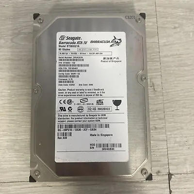 Seagate Barracuda ATA IV 80GB 3.5  IDE Desktop Hard Drive ST380021A  • $26