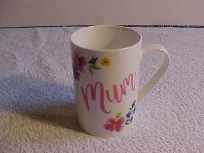 White Mug With  Mum  Logo And Floral Design (SA) • £0.99