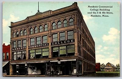 Mankato Minnesota~Mankato Commercial College Building~5&10c Store~c1910 PC • $13