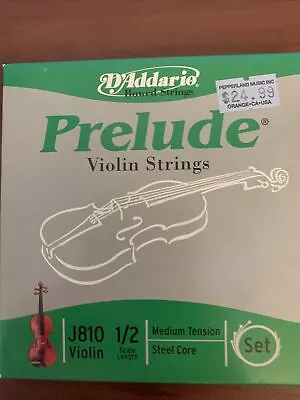 D'Addario Prelude Violin Strings  Set - 1/2 Size - Medium Gauge/Steel Core • $15.99