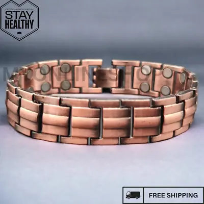 Mens Double Strength Copper Rich Bio Magnetic Healing Bracelet 36 Magnets Cuff • £8.99