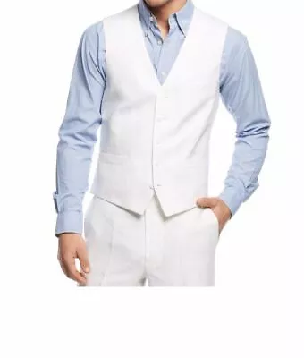 Elegant V Neck Dress Vest Men's Size Small NWT Mens V-Neck Vest Sz S   White NEW • $29.99