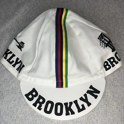 $25 • Buy Brooklyn Team Cycling Cap Classic Hat White - Green Red Blue Yellow USA MADE