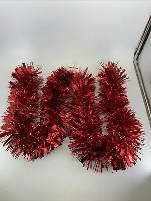 Garland 6 Foot Ashland Red Wide Cut And Thin Cut Tinsel Christmas Valentines NEW • $9.95
