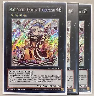 3x Madolche Queen Tiaramisu 1st Edition Secret Rare BLMR-EN076 Yu-Gi-Oh! • $2.90