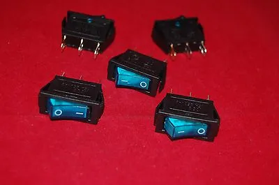 5 Pcs Blue Light Illuminated Rectangle 2 Position Rocker Boat Switch 3 Pin 120V • $2.88