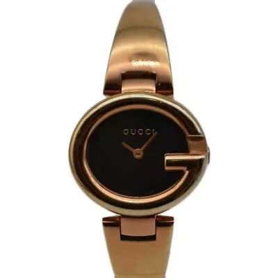 Gucci 134.5 Watch Bangle Women's Black Dial Gold Quartz Vintage Working • $219.99