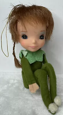 Vintage 1968 KAMAR JAPAN Knee Hugger Elf Ornament Girl Doll Braids Green Outfit • $69.99