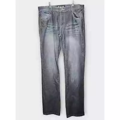 CJ Black Jeans Mens Size 34x34 Low Rise Slim Straight Leg Stone Wash Distressed • $19.50