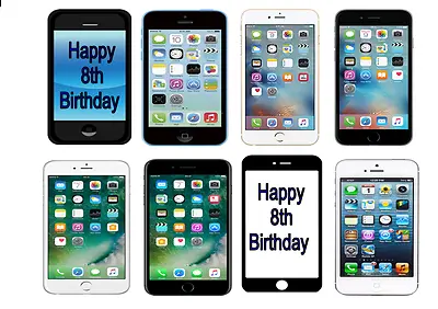 £3.99 • Buy 8x IPHONE BIRTHDAY CAKE EDIBLE  ICING SHEET PARTY DECORATIONS