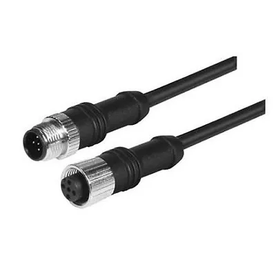 M8 MALE To FEMALE MOLDED CABLE STRAIGHT  3 4 5 6  PINS  BLACK PVC JACKET • $21.15