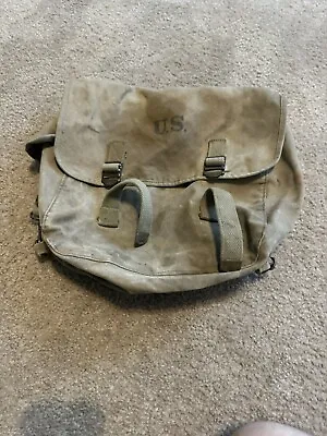 WWII US Army M1936 Canvas Musette Bag Or Pack Khaki Color • $75