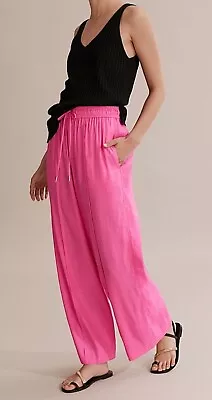 Country Road Size 16 Pants Pull On Hot Pink Fluid Silk Linen  Wide Leg • $71.10