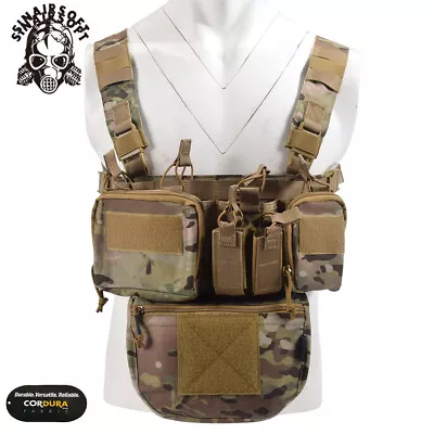 Tactical Modular Chest Rig Micro Panel 5.56 Magazine Pouch Molle Assault Carrier • £49.99