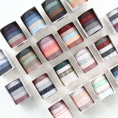 $5.50 • Buy 5 Rolls Deco Washi Tape Set | Colourful Vintage Masking Tape Set 5m * 5