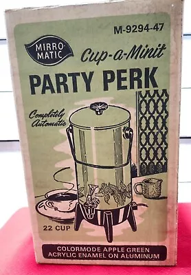 VTG Mirro-Matic Cup A Mint Electric Party Perk Apple Green With Box M-9294-45 TS • $35