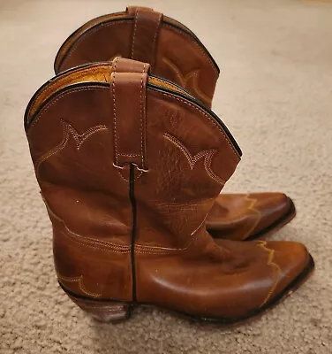 Vintage Adam's Boots Co Brown  Leather Cowboy Boots  Size 8.5 • $49.99