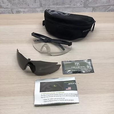 Revision Stingerhawk Eyewear Safety Sunglasses Black Tinted & Clear Lens + Case • $42.49