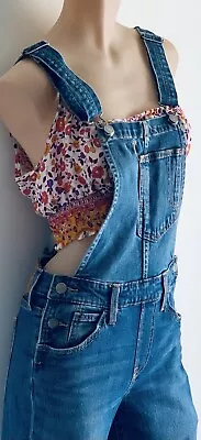 Vintage Levi Denim Bib Adjustable Back Overalls Dungaree Size S 10 Boho • £55.78