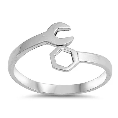 Sterling Silver 925 WOMENS BIKER MECHANIC WRENCH TOOL SILVER RING SIZES 2-10** • $12.26