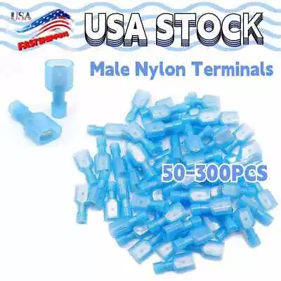 50-300PCS Blue Fully Insulated Male Spade Wire Crimp Terminal Connector 16-14AWG • $8.54