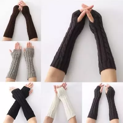 $8.84 • Buy Women Lady Girl Knitted Crochet Long Winter Warmer Braided Arm Fingerless Gloves