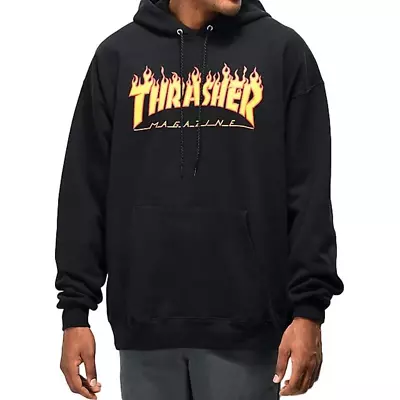 Thrasher Flame Logo Hood Black • $116.96