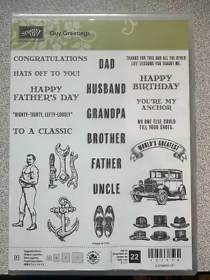 NEW Stampin Up GUY GREETINGS Fathers Day Dad Cars Birthday Hat Rubber Stamps • $14.95