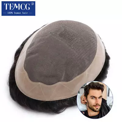 Men Wig Human Hair Toupee Mono Male Wig Durable Male Hair Prosthesis Toupee Men • $142.34