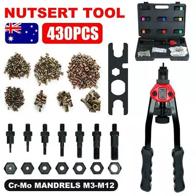 $65.95 • Buy 430PCS Rivet Nut Kit Riveter Gun Heavy Duty Riveting Rivets Nutsert Tool Rivnut