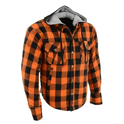Milwaukee Leather MPM1642 Men's Hooded Flannel Biker Shirt W/ CE Approved Armor • $96.99