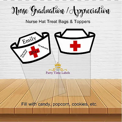 Nurse Hat Graduation Treat Bags W/ Toppers Nurses Week Favors Unfilled 12 CT • $14.95