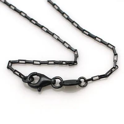 Oxidized Sterling Silver Necklace 2.8mm Box Chain- Small Box Chain (All Sizes) • $33.66