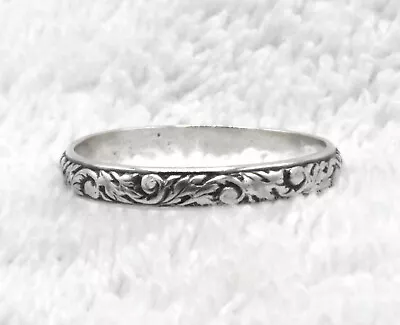 Art Deco Scrolling Acanthus Leaves Sterling Silver Mens Wedding Band Ring Sz 12 • $59