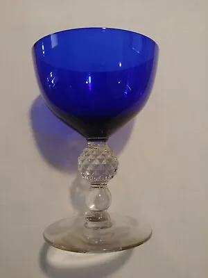  MORGANTOWN COBALT BLUE RITZ GOLF BALL STEM LOW SHERBET GLASSES 4 1/4  Beauty • $7.99