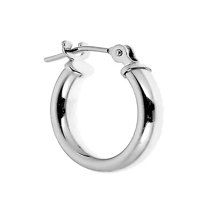 Men's 14K Real White Gold Single Tubular Hoop Earring Huggy 16mm (1/2 Pair) • $55.68